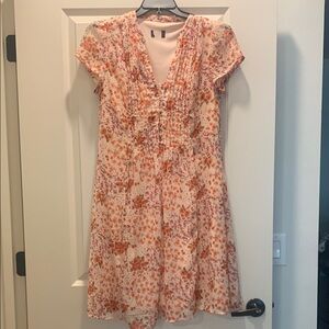 Floral V-Neck Dress with Cap Sleeves